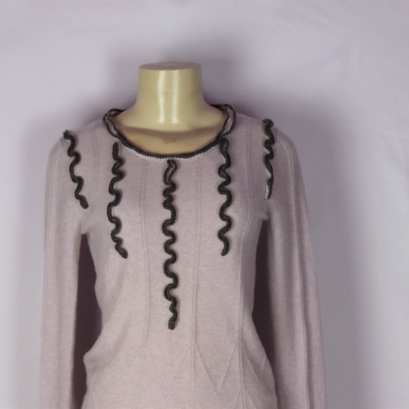 TSESAY PINK W/RUFFLE ACCENT CASHMERE SWEATER S - Picture 2 of 4